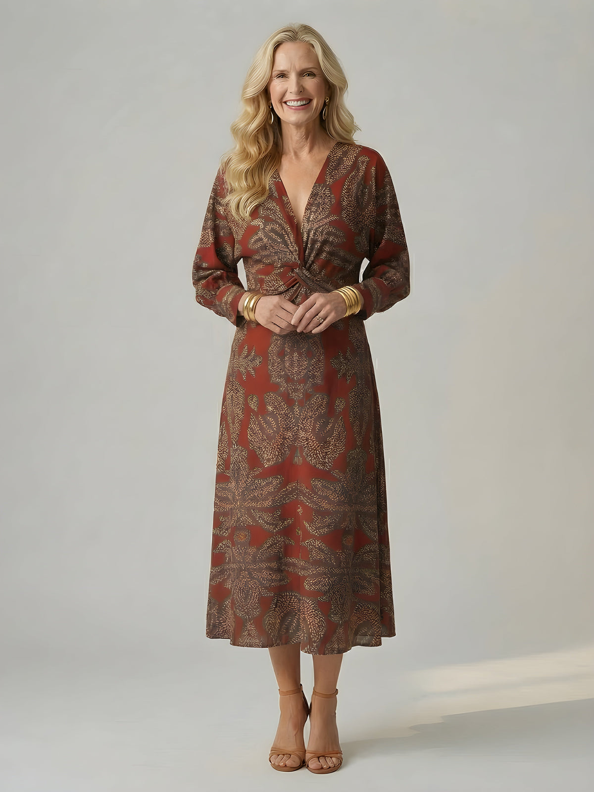 Alisson™ | Wrap V-Neck Midi Dress