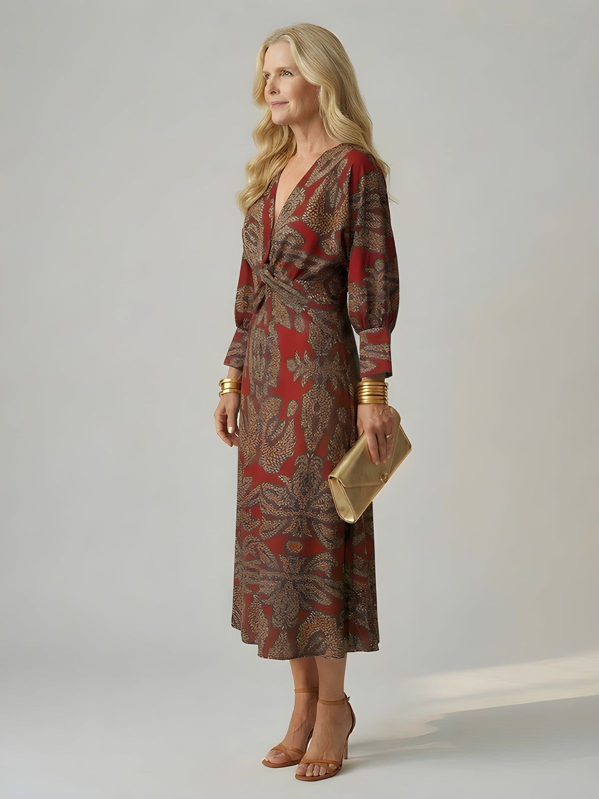 Alisson™ | Wrap V-Neck Midi Dress