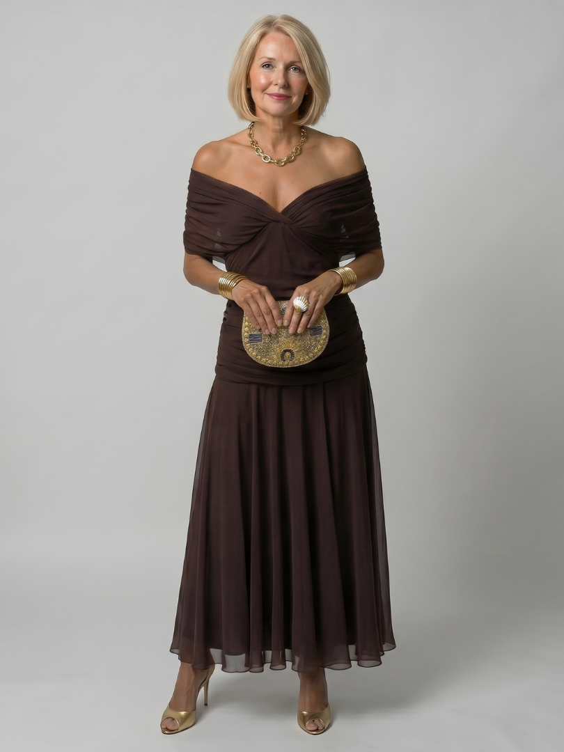 Faye™ | Off-Shoulder Flow Midi Dress — Final Edit