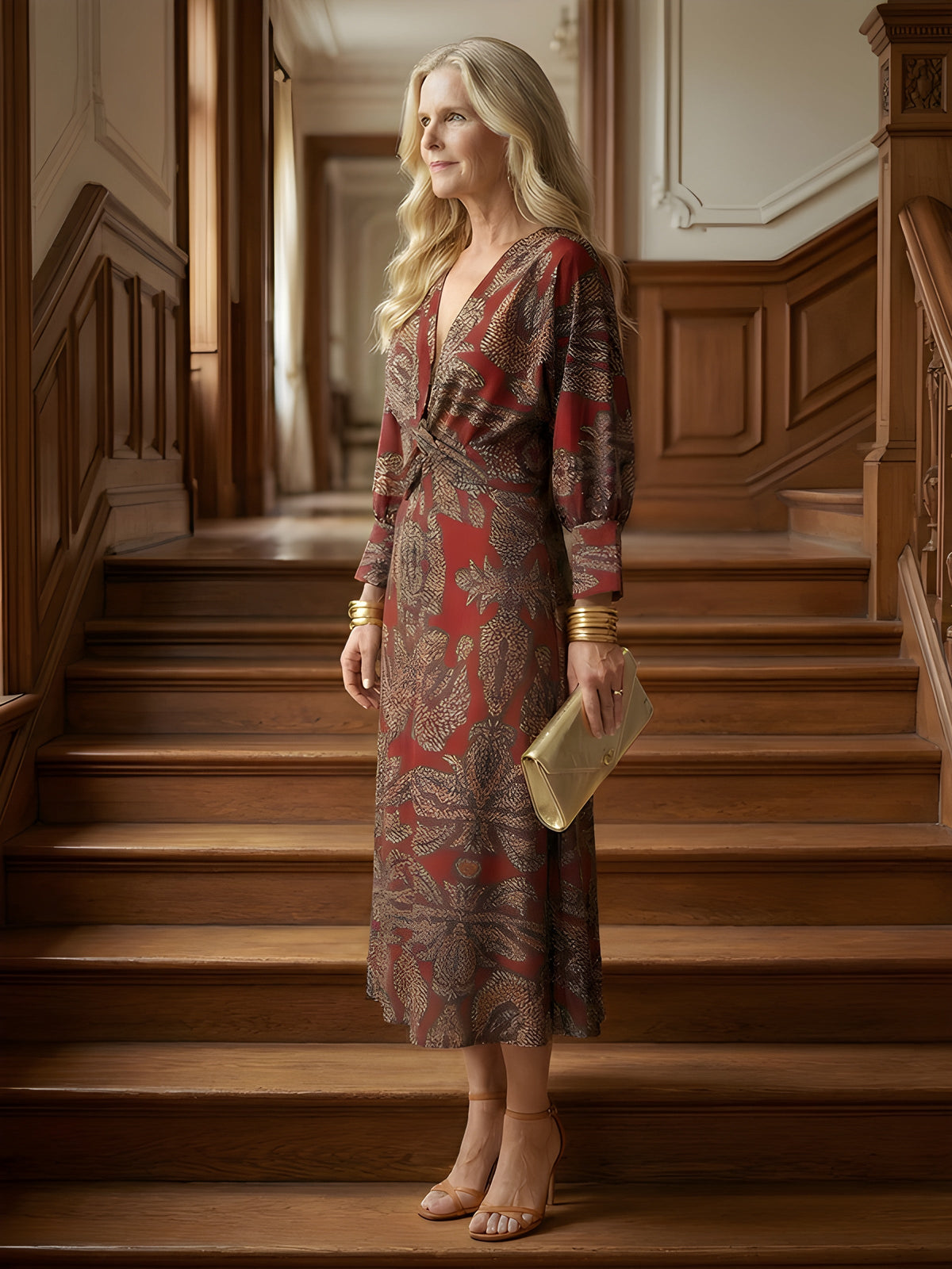 Alisson™ | Wrap V-Neck Midi Dress