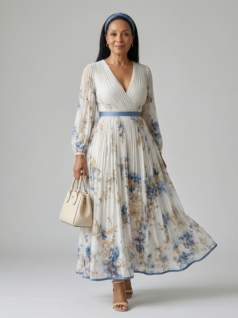 Beatrice™ | Pleated Wrap Midi Dress — Final Edit