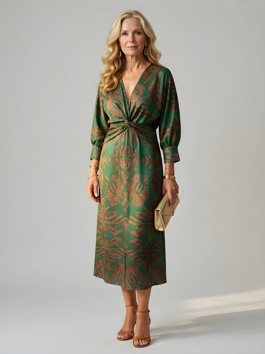 Alisson™ | Wrap V-Neck Midi Dress