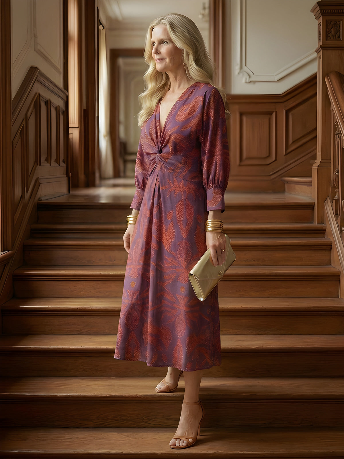 Alisson™ | Wrap V-Neck Midi Dress