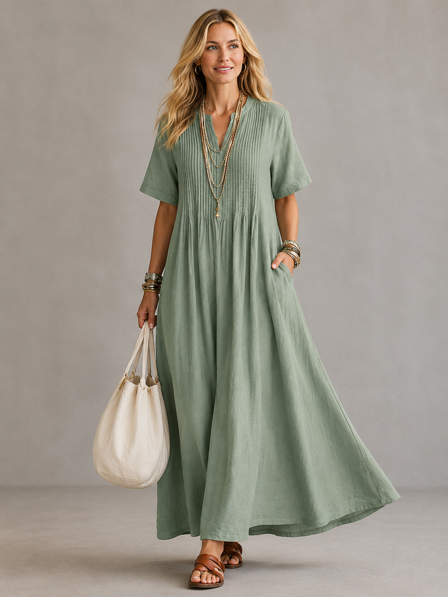 Amoura™ | Elegant Pleated Maxi Dress — Final Edit