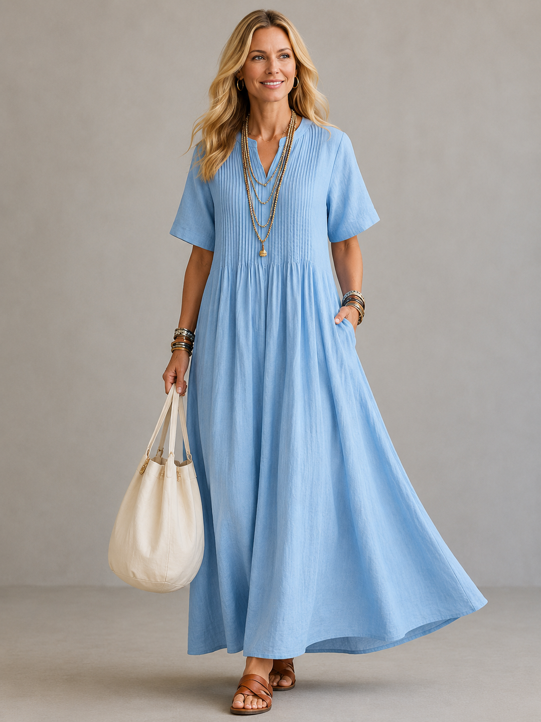 Amoura™ | Elegant Pleated Maxi Dress — Final Edit