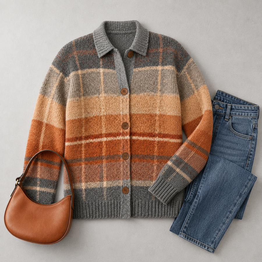 Edith™ | Ombre Plaid Knit Cardigan — Final Edit