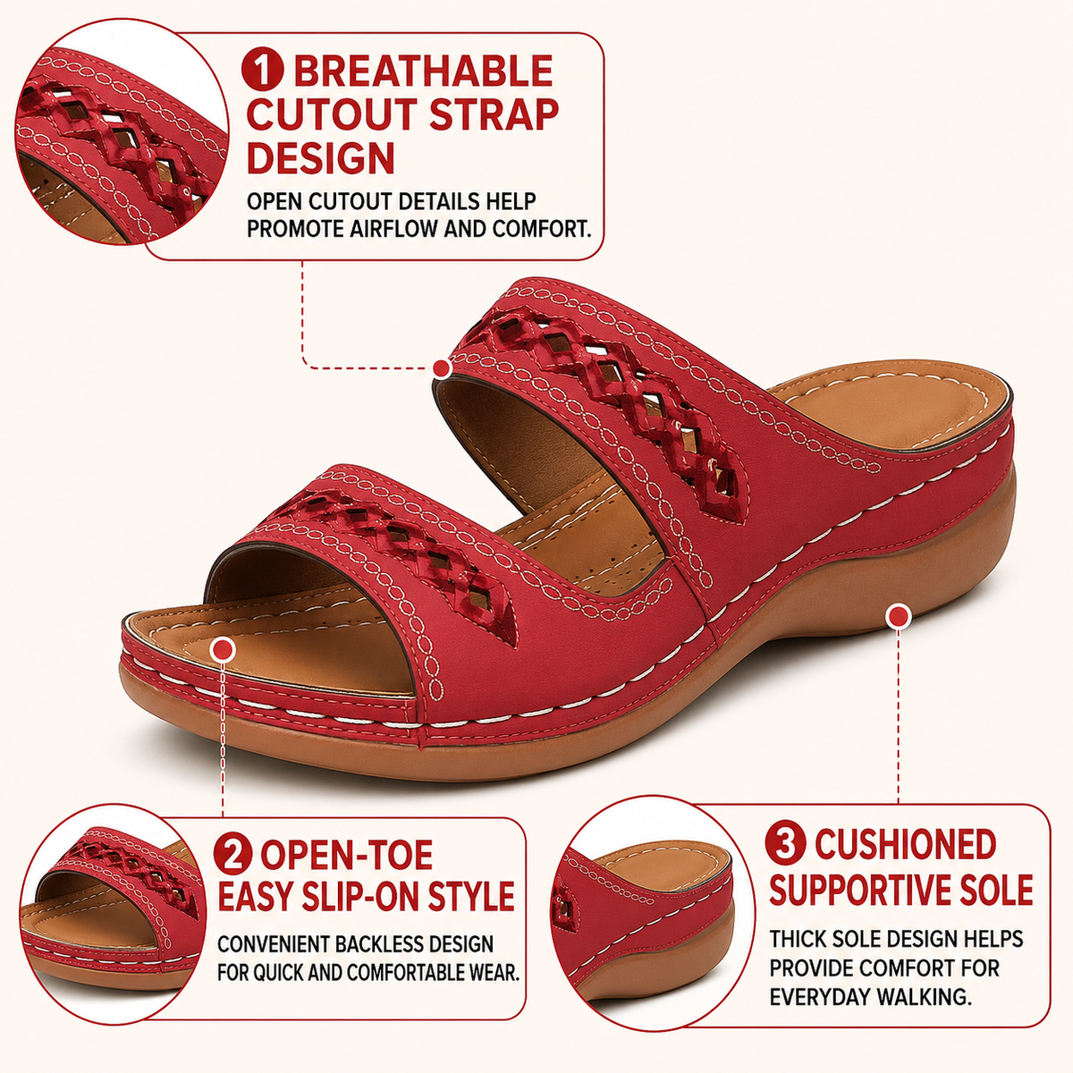 Women's Orthopedic Sandals with Arch Support and Podiatric Shaped Footbed