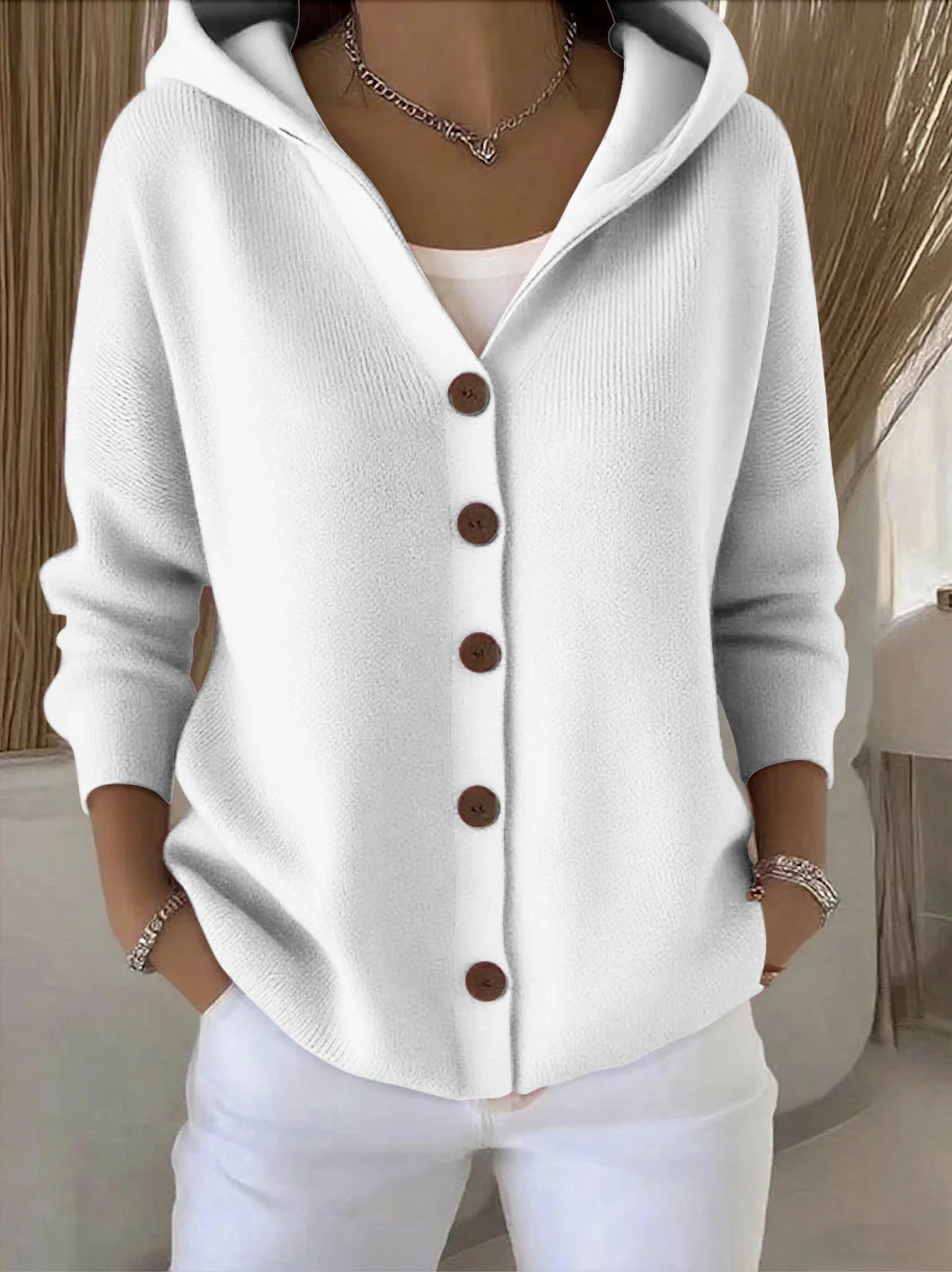Zoé™ | Soft Hooded Knit Cardigan — Final Edit