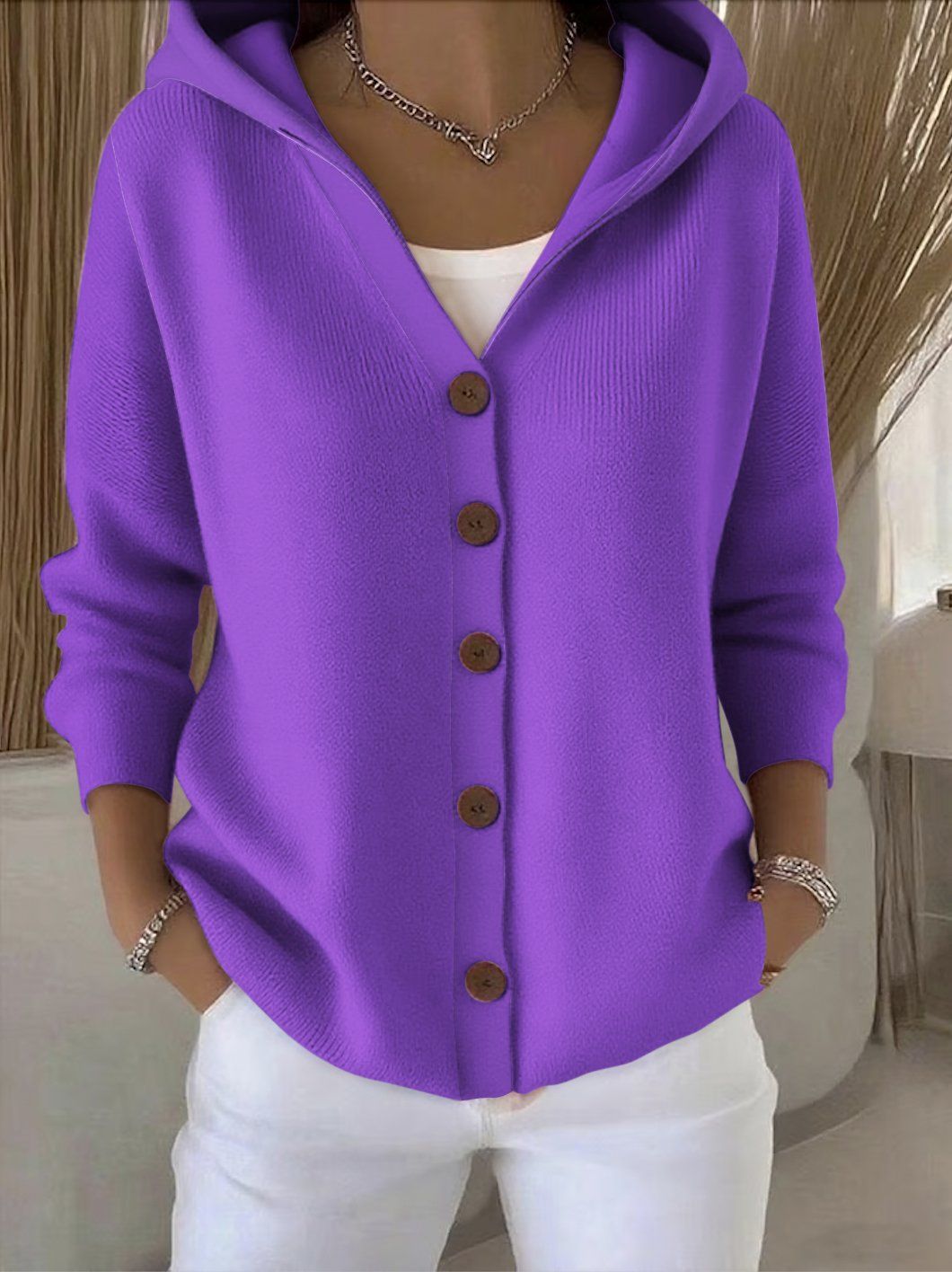 Zoé™ | Soft Hooded Knit Cardigan — Final Edit