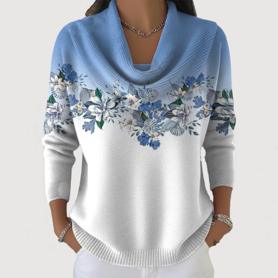Nora™ | Floral Draped-Collar Jumper — Final Edit