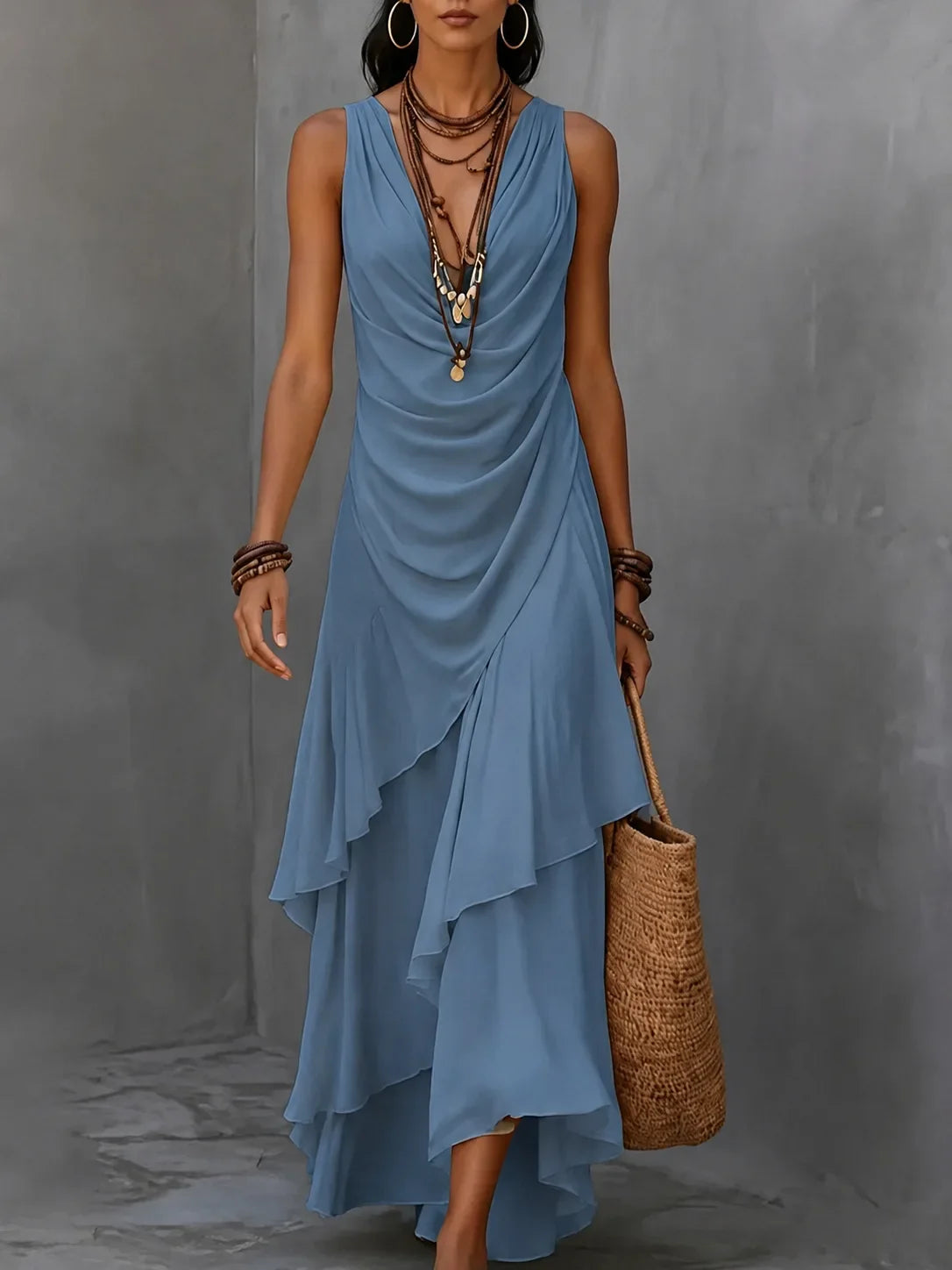 Lilianna Bohemian Ruffle Maxi Dress