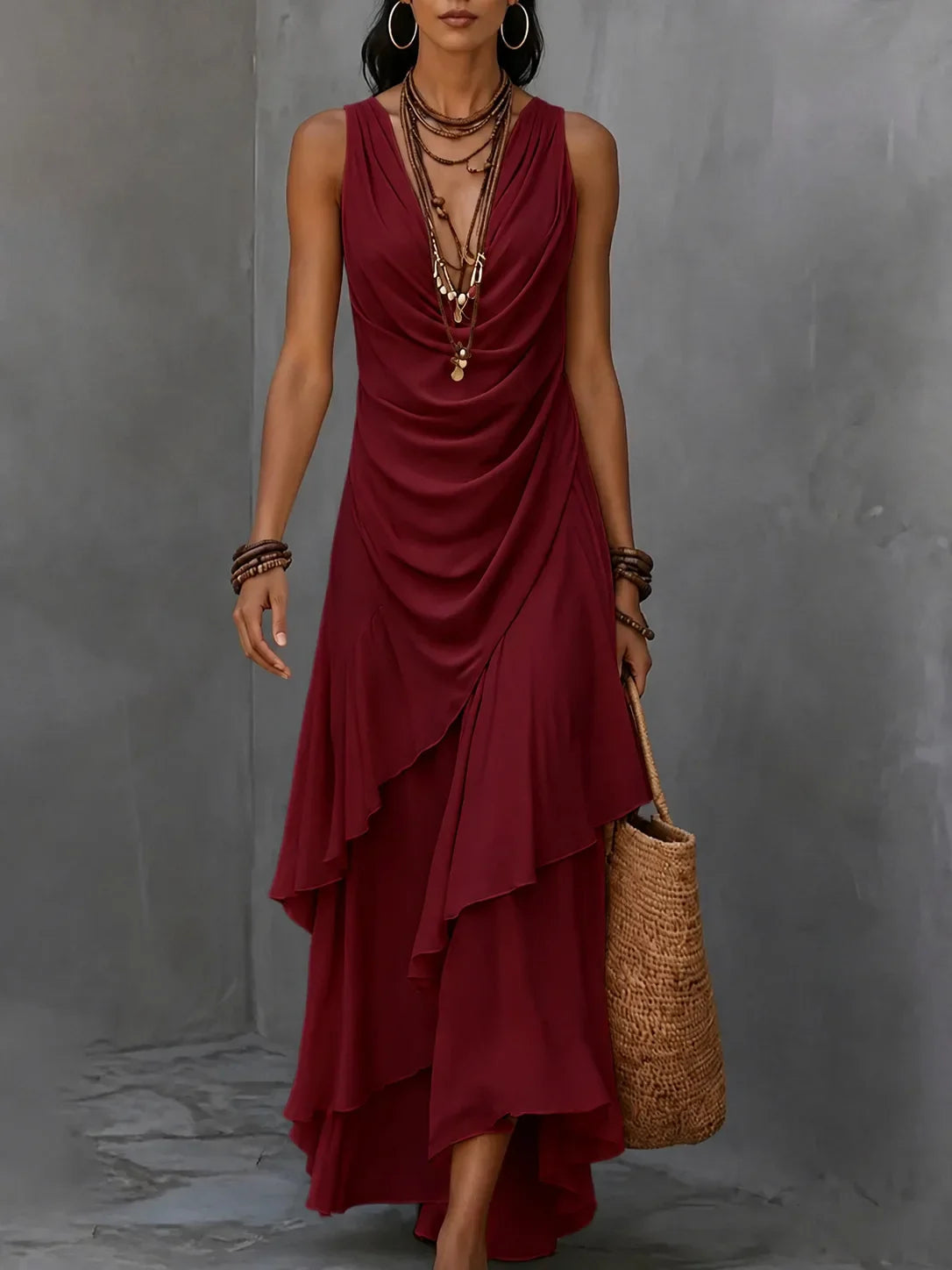 Lilianna Bohemian Ruffle Maxi Dress