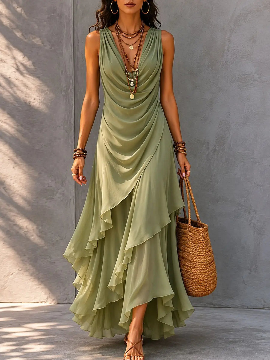 Lilianna Bohemian Ruffle Maxi Dress