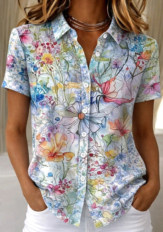 Amelie | Casual Floral Button-Up Shirt