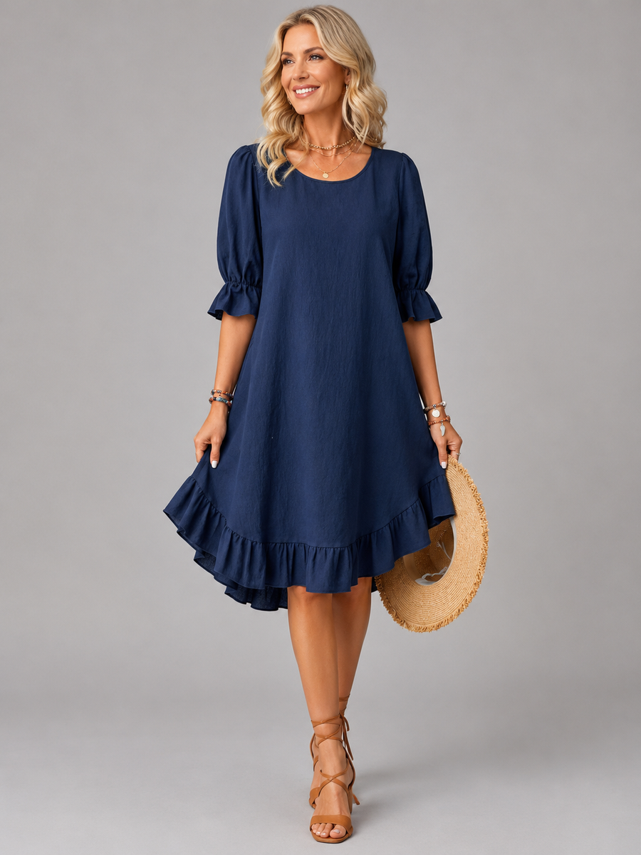 Yara™ | Relaxed Ruffle-Hem Midi Dress — Final Edit
