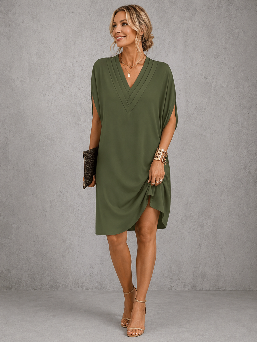 Frances™ | Wrap-Style V-Neck Midi Dress — Final Edit