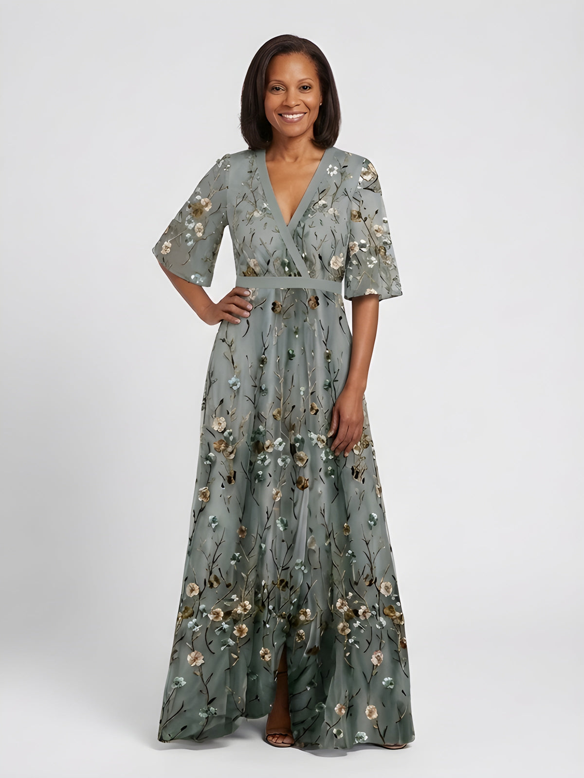 Amber™ | Floral V-Neck Maxi Dress — Final Edit