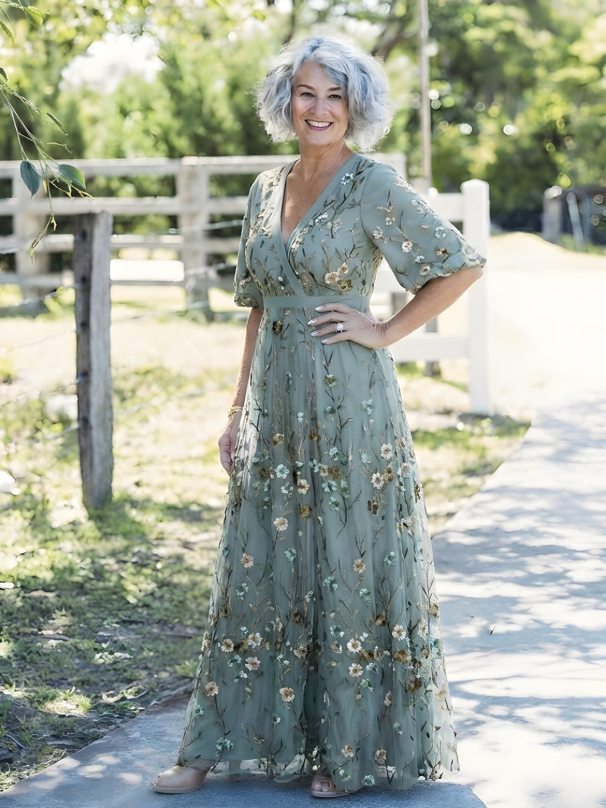 Amber™ | Floral V-Neck Maxi Dress — Final Edit