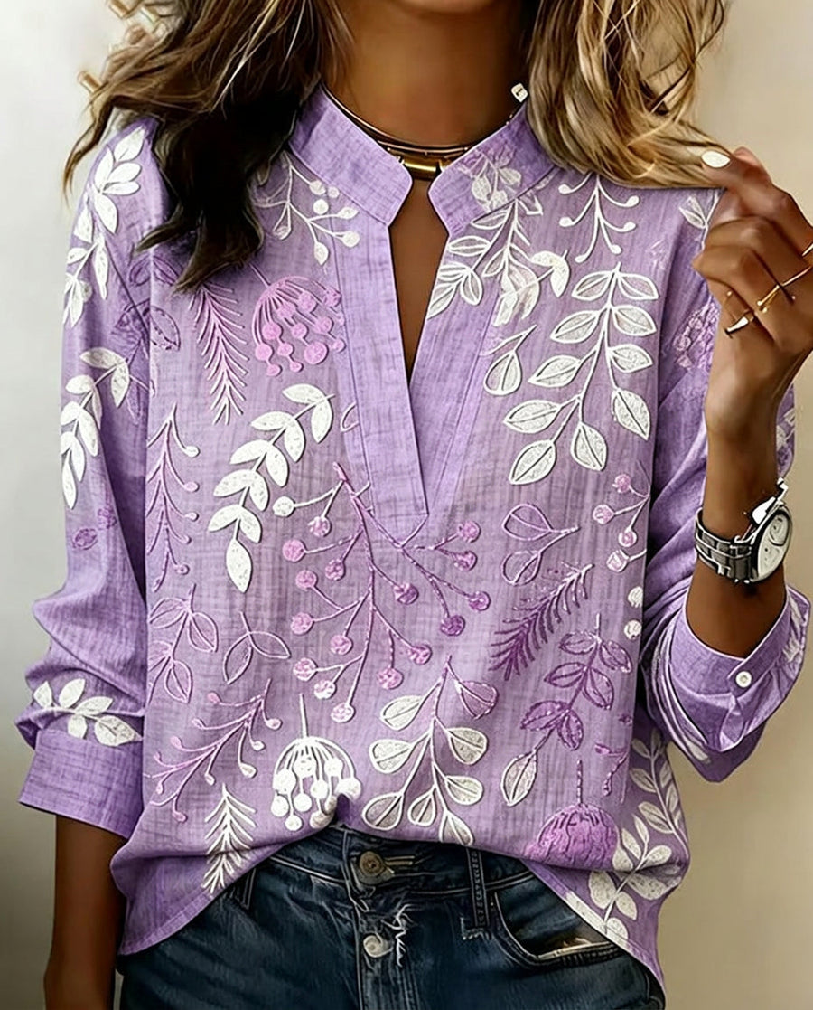 Xiomara | Floral High-Collar Blouse