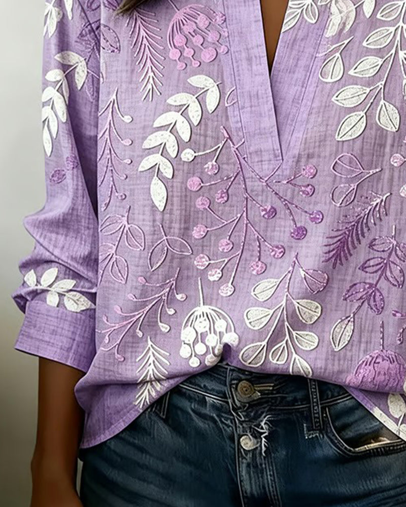 Xiomara | Floral High-Collar Blouse
